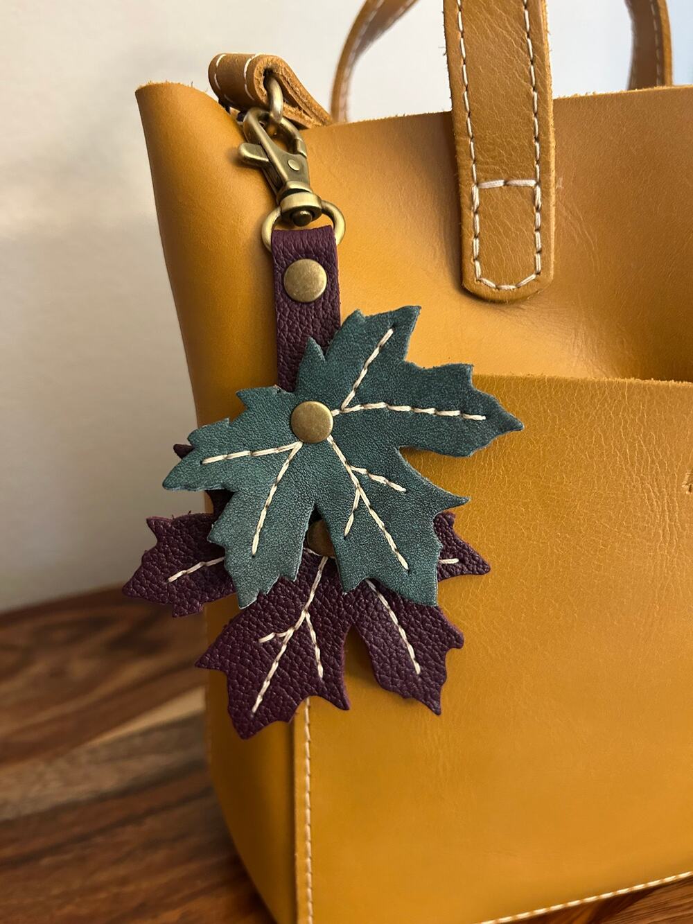 Portland Leather Maple Leaf Bag Charm NEW 2026 Blue Purple Bag Charm